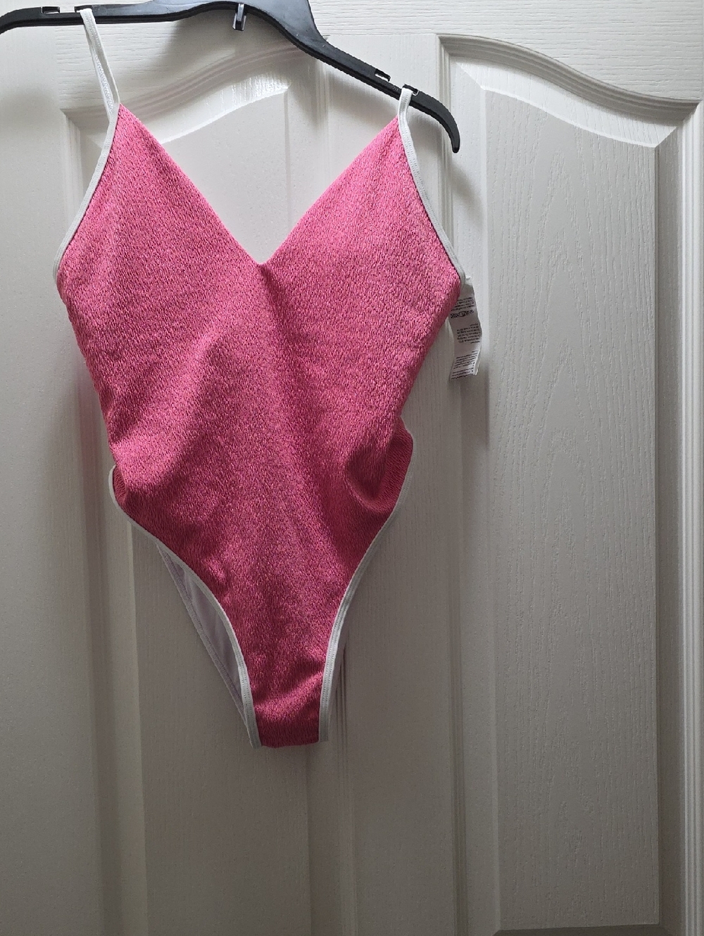 New Pink One-Piece Swimsuit - Classic V-Neck